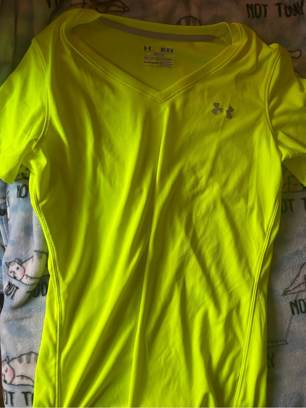 Under Armour Neon Yellow V-Neck Performance Shirt